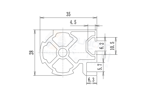 托盤專用鋁管尺寸圖 托盤專用鋁管尺寸圖