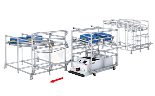 AGV周轉(zhuǎn)車+物料架(翹板型) AGV周轉(zhuǎn)車+物料架(翹板型)