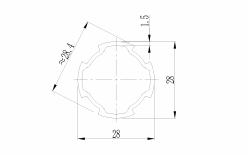 基礎鋁管-1.5尺寸圖 基礎鋁管-1.5尺寸圖