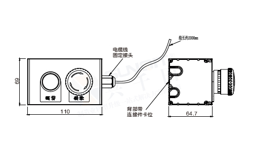 設備按鈕盒組件(雙位)尺寸圖