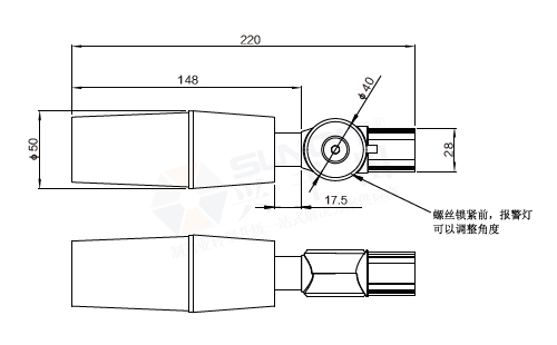 24V單層三色報警燈尺寸圖