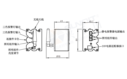 24V電源控制模組(無限發射)尺寸圖