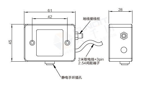 靜電監控系統組件尺寸圖